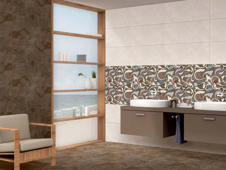 Washbasin design with floral highlighter tiles